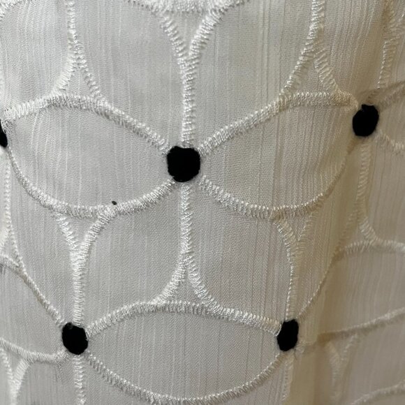 ANN TAYLOR Embroidered Floral A-Line Skirt |  Cream Black Midi Polka Dot | 8 - Picture 5 of 11